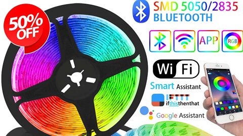 Discount 50% LED Strip Lights Bluetooth WIFI Controller Decoration TV Computer Bedroom Diode Tape