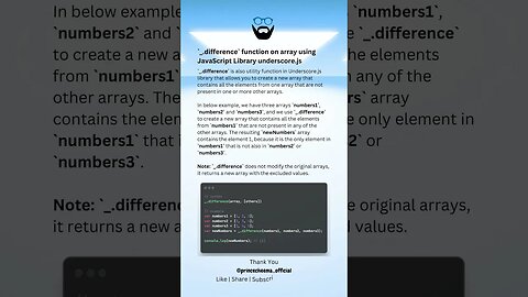 `_.difference` function on array using JavaScript Library underscore.js ( #shorts )