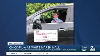 Chick-fil-A White Marsh Mall says "We're Open Baltimore!"