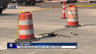 Woodward Avenue buckled near New Center Area