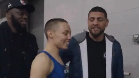 Nick Diaz congratulates Rose Namajunas on her win at UFC 261