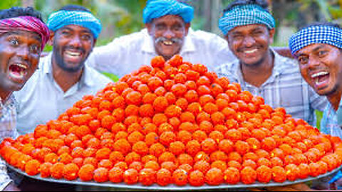 LADDU - 1000 MOTICHOOR LADDU - Sweet and Soft Laddu Recipe Cooking in Village