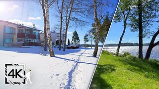 Dazzling Snow Walk with Transition to Summer, Lohja, Finland 4K