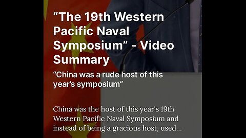 “The 19th Western Pacific Naval Symposium” - Video Summary