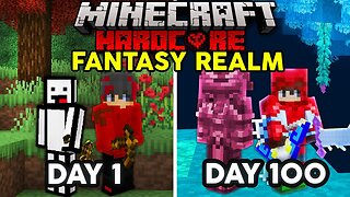 We Survived 100 days in a MODDED FANTASY REALM in Hardcore Minecraft... (trios)