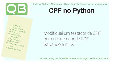 CanalQb - Python - Trabalhando com CPF