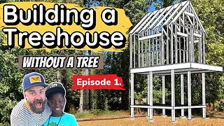 Building a Treehouse || Pouring Concrete and Making Footings