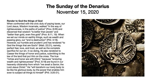 The Sunday of the Denarius COMPLETE SERVICE - Trinity 23 - November 15, 2020