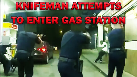 Knifeman Attempts To Enter Gas Station Unsuccessfully On Video! LEO Round Table S06E20e
