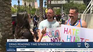 Protesters gather outside of New Children's Museum over drag queen story time