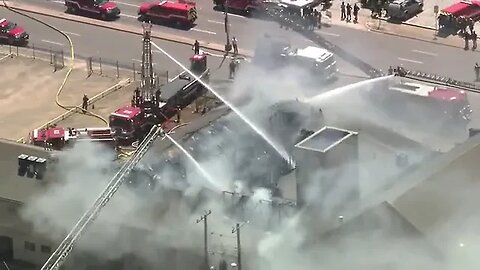 DFR crews battling a 4-alarm fire at the Saintsville Church of God on Marsalis Ave in the Oak Cliff
