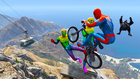 GTA 5 Team Spiderman vs Biggest Ramp || Motorcycle Stunts/Fails/Ragdolls || Epic Jumps EP.50