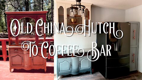 Turning An Antique China Hutch Into A Coffee Bar & Wall Mounted Cabinet | Elegant Upgrades