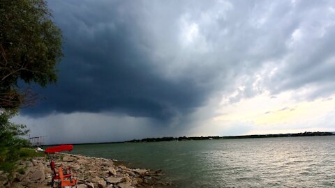 Heavy downpour over Buchanan Lake, Texas on May 30th, 2021