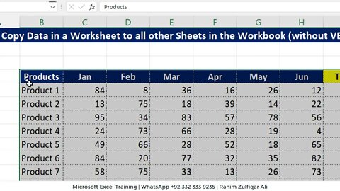 Copy Data in a Worksheet to all other Sheets in the Workbook (without VBA Macro) | Fill Across