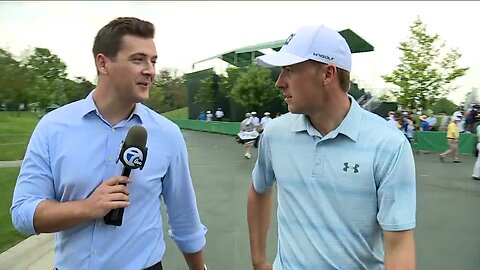 Jordan Spieth talks with WXYZ Detroit's Brad Galli