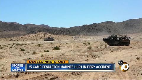 15 Camp Pendelton Marines hurt in fiery accident