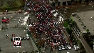 Los Angeles teachers union calls for 'massive presence' on day 2 of strike