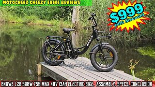 ENGWE L20 Electric Bike 20x4 inch Fat Tire 500w 750W peak hub 25MPH Max 48V 13Ah Battery. tests