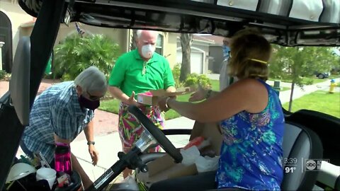Group of senior citizens make face shields for first responders
