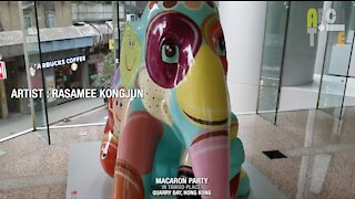 Elephant Macaron Party sculpture installed in Taikoo Place, Quarry Bay Hong Kong
