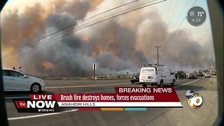 Brush fire destroys Anaheim homes, forces evacuations