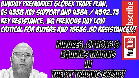 Sunday ES NQ Futures Premarket GLOBEX Trade Plan - The Pit Futures Trading