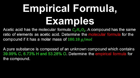 Empirical Formula, Molecular Formula, Examples - AP Chemistry
