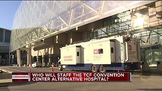 Who will staff TCF Convention Center alternative hospital?