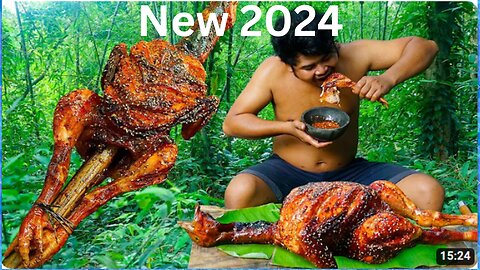 2024 New Survival In Jungle Roasted Buffalo Chicken BBQ Eating