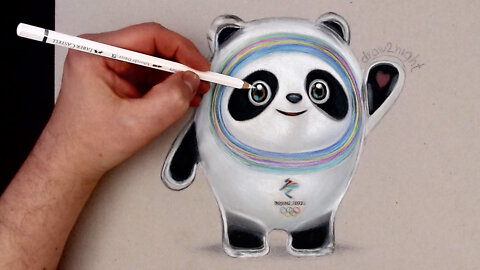 Simple and fast Panda Bing Dwen Dwen drawing.