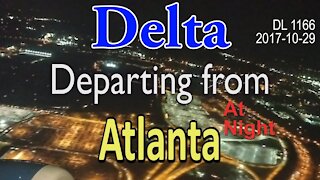 Delta flight departing from Atlanta at night [#DL1166]