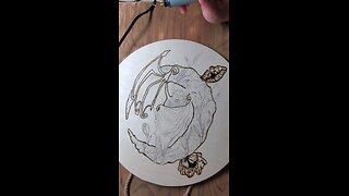 Bat and Crescent moon Woodburning