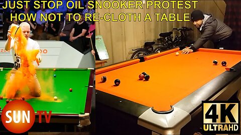 Just Stop Oil Snooker World Championship Sheffield Protest How not to re-cloth a snooker/pool table