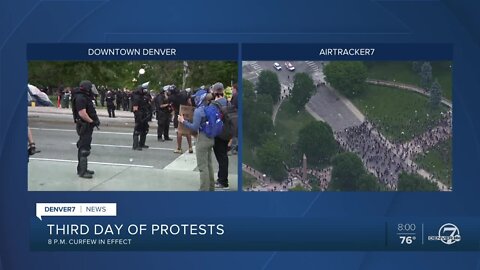 This was the scene at 8 p.m. as protestors filled the streets despite Denver curfew order