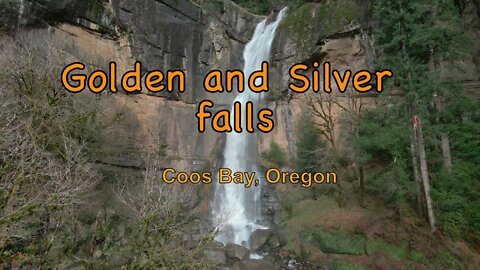 Drone Flight Golden Silver Falls Oregon coast 12-5-21