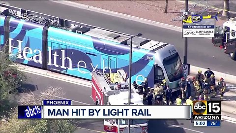 Man seriously hurt after hit by light rail in Phoenix