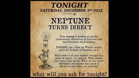 Neptune Turns Direct tonight ~ December 3rd 2022 (GOD of the Sea Poseidon) Ruler of Pisces