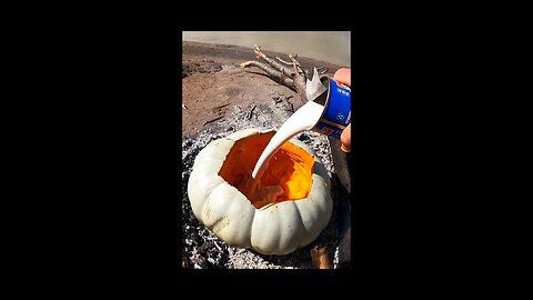 Cooking in a pumpkin on the fire. #shorts
