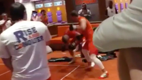 Clemson Teammates BRAWL in Locker Room Fight Club!