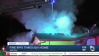 Fire damages home in Mira Mesa