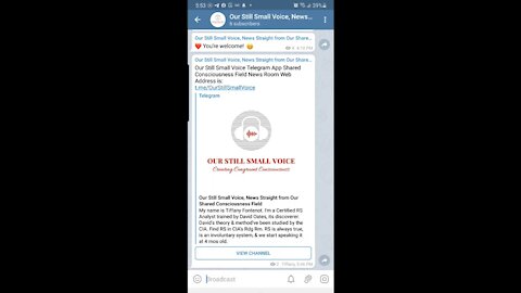 Our Still Small Voice Shared Consciousness News Room on Telegram is NOW OPEN!🥊🎯🏆👍🌎🥰💯💥