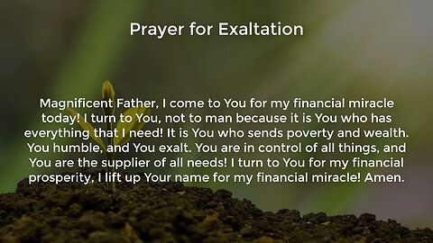 Prayer for Exaltation (Miracle Prayer for Financial Help from God)