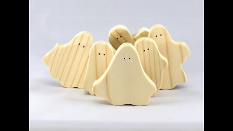 Wood Ghost Cutouts, Set of 6 Silly Spooks, Handmade Unpainted, Unfinished, Paintable, Boo Crew