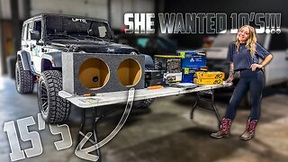 Putting TWO 15 INCH SUBWOOFERS in My Girlfriends JEEP WRANGLER!