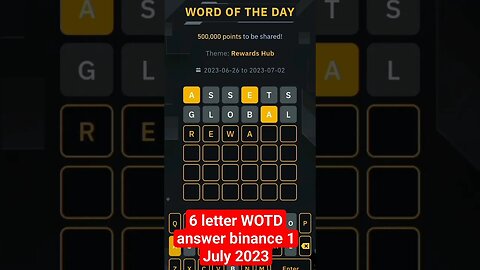 6 letter WOTD answer binance today | word of the day binance