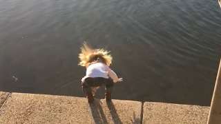 Little Girl Falls In A Pond Trying To Feed Ducks