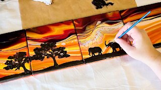 Safari Elephant Acrylic Painting