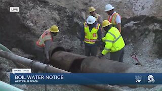 Crews continue to repair major water main break in West Palm Beach