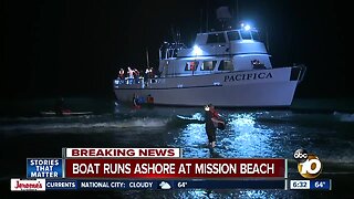 Passengers rescued after boat runs aground on Mission Beach